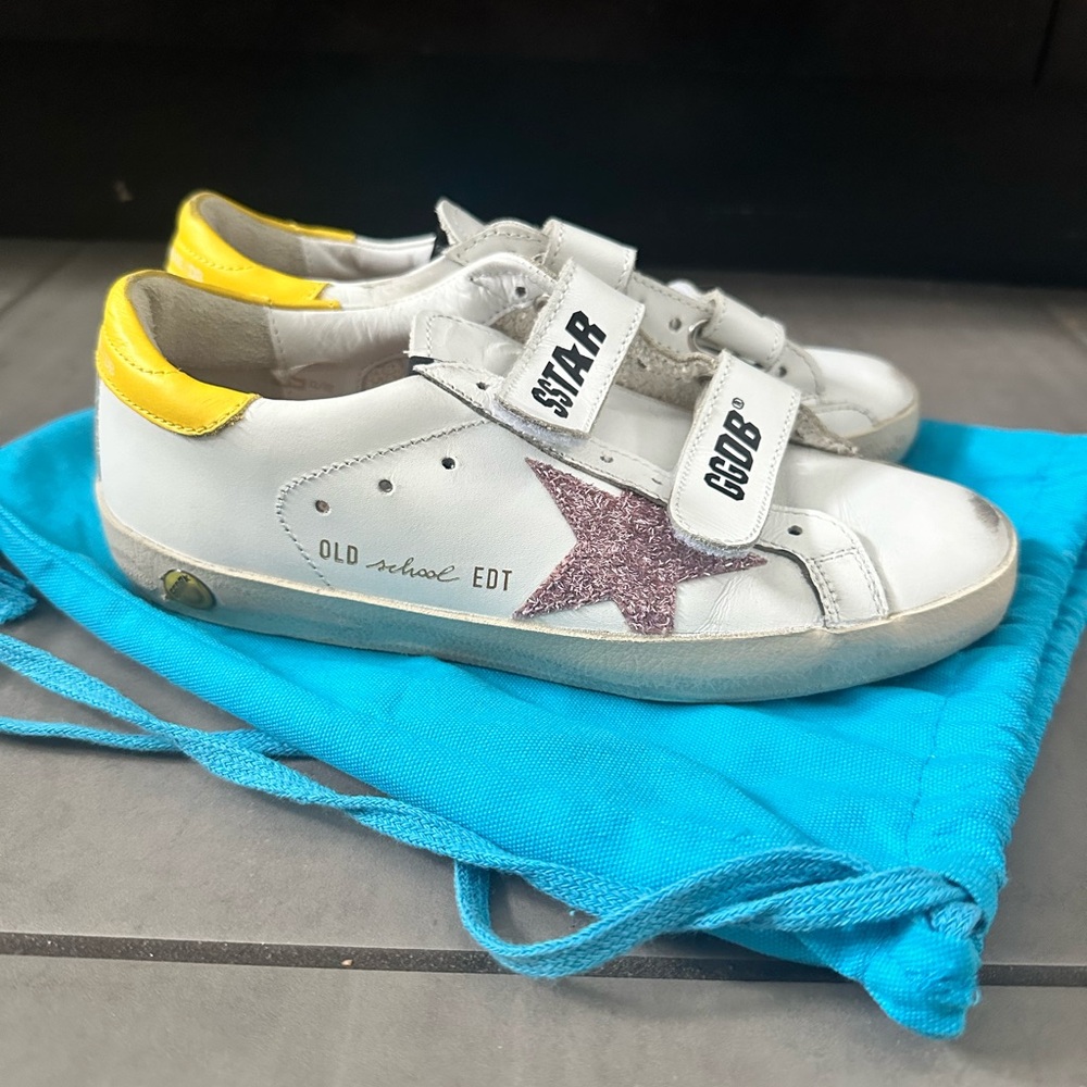 Golden Goose Kids White Sneakers with Purple Glitter Star size 33 EU